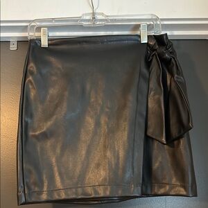 Black Mini Pencil Skirt with Tie Front